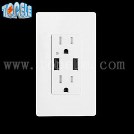 흰색 USB 벽 콘센트, USB 전기 콘센트 2개의 벽판과 함께 4개의 USB 포트